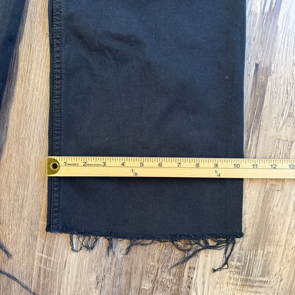 Zara The Marine Straight Jeans Womens 0 Black High Rise Wide Leg Raw Hem Denim - Picture 6 of 8